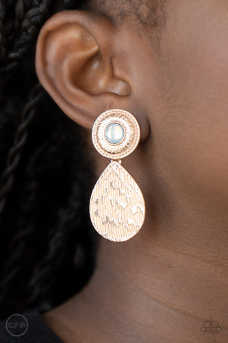 Emblazoned Edge Rose Gold Clip On Earring
